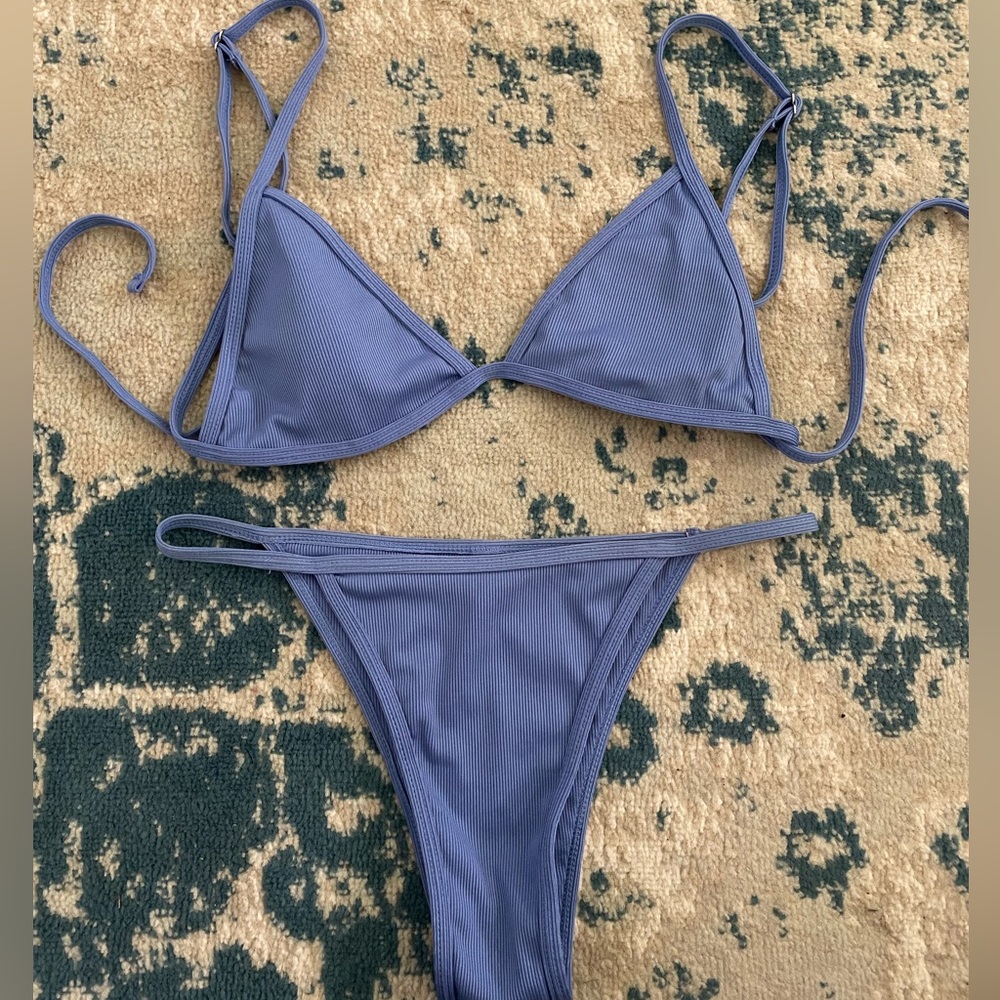 Blue string bikini